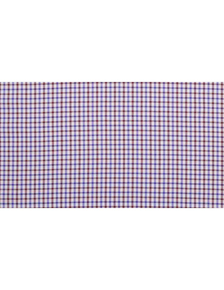 Algodón Cuadros Azul Burdeos - Imagen 3