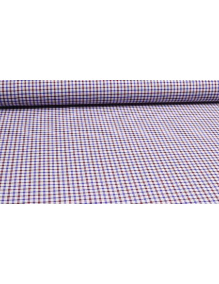 Algodón Cuadros Azul Burdeos - Imagen 1