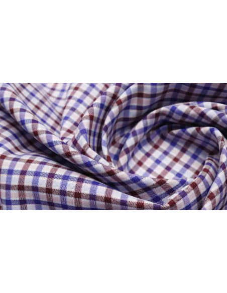 Algodón Cuadros Azul Burdeos - Imagen 2