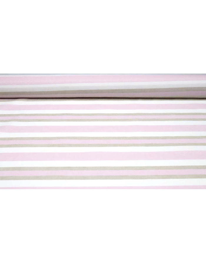 Tela de Lino Rayas Rosa - Imagen 1