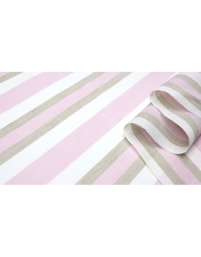 Tela de Lino Rayas Rosa - Imagen 2