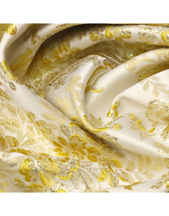 Brocado Oro Blanco Flor - Imagen 3