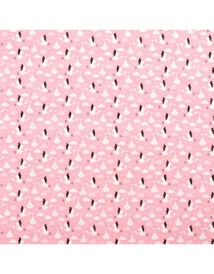 Loneta Digital Rosa Cigüeñas