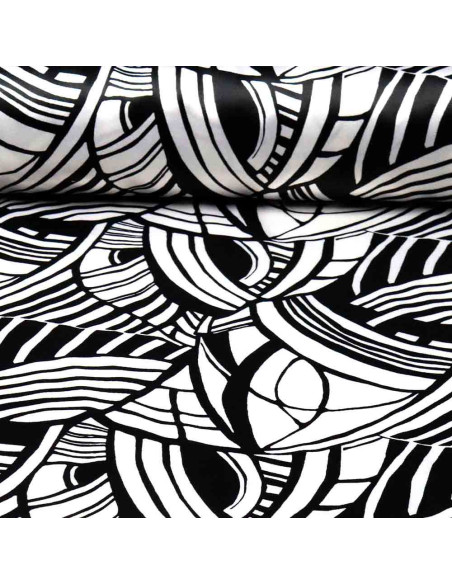 Seda Raso Negra Dibujos