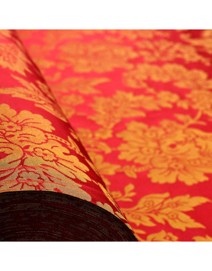 Damasco Oro Burdeos Flor