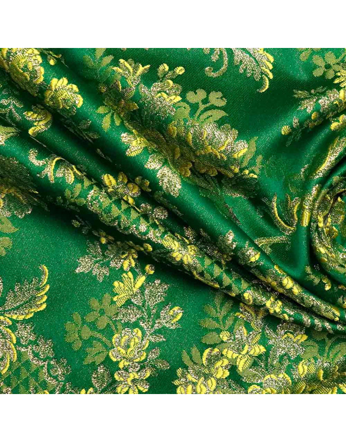 Brocado Verde Oro Flor - Imagen 4