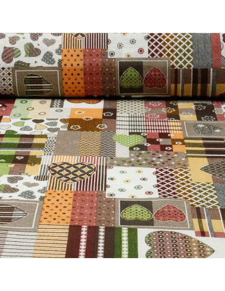 Tela de Patchwork Corazón Kaki - Imagen 1