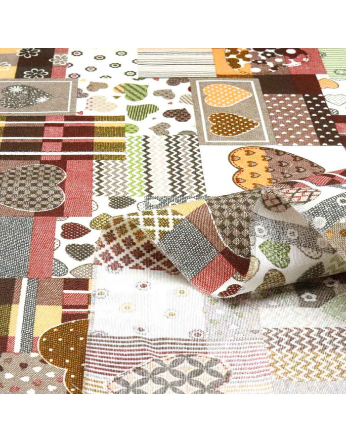 Tela de Patchwork Corazón Kaki - Imagen 2