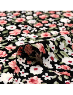 Gasa Estampada Negra Flor 2
