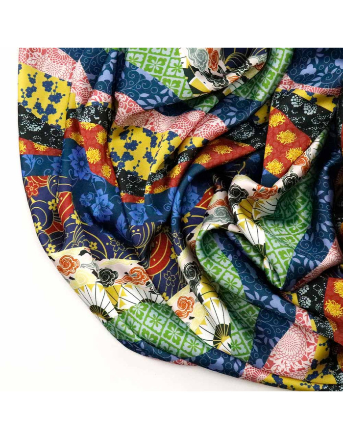 Seda Raso Estampado Asiático