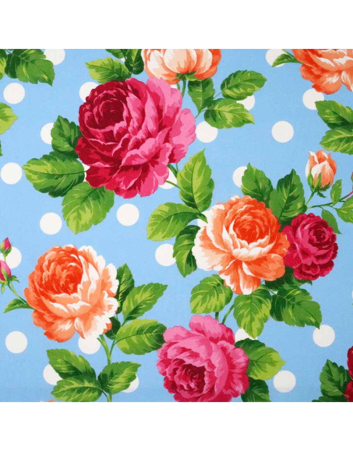 Popelin Celeste Flor Lola - Imagen 3