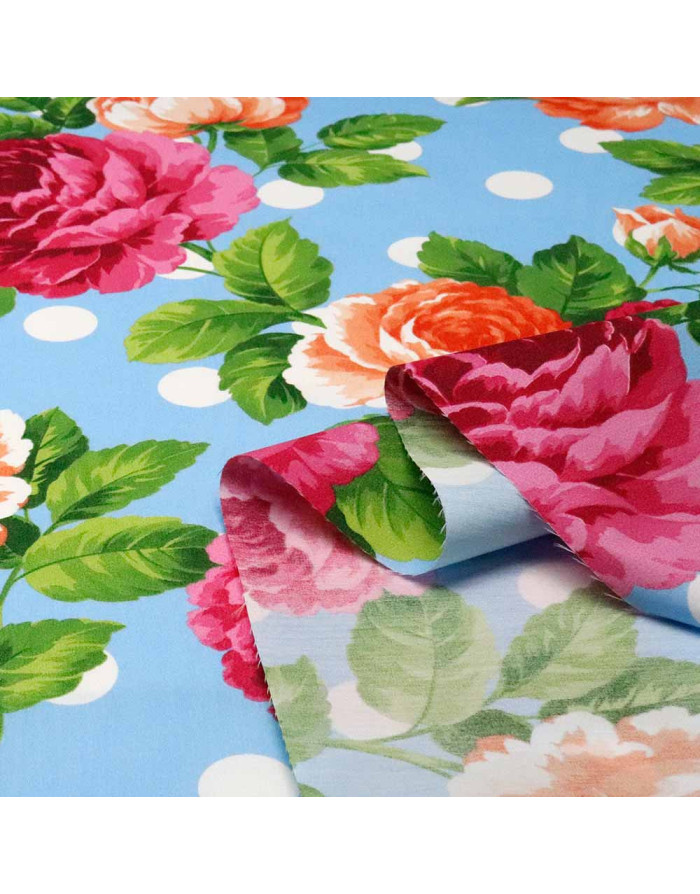 Popelin Celeste Flor Lola - Imagen 2