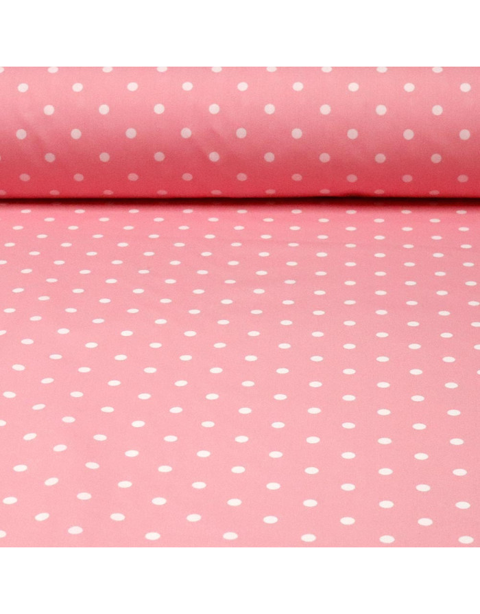 Popelín Rosa Lunar Blanco Lenteja - Imagen 1