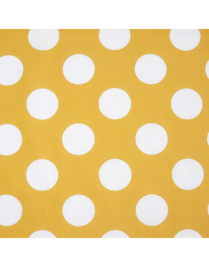 Popelín Mostaza Lunar Blanco Galleta