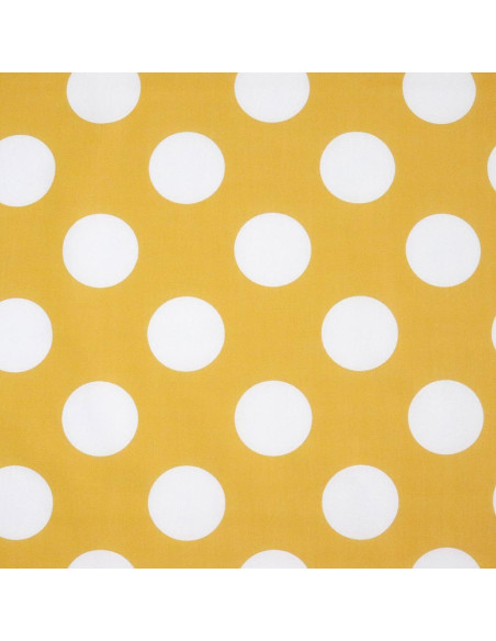 Popelín Mostaza Lunar Blanco Galleta