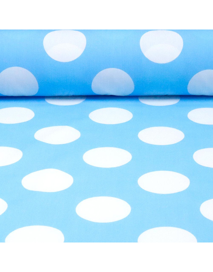 Popelín Celeste Galleta Blanca