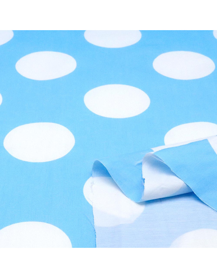 Popelín Celeste Galleta Blanca