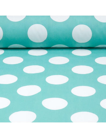 Popelín Verde Agua Galleta Blanca