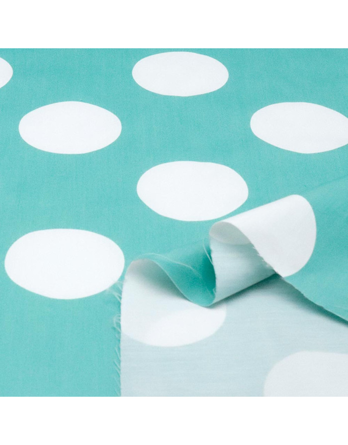 Popelín Verde Agua Galleta Blanca