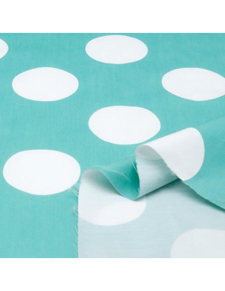 Popelín Verde Agua Galleta Blanca