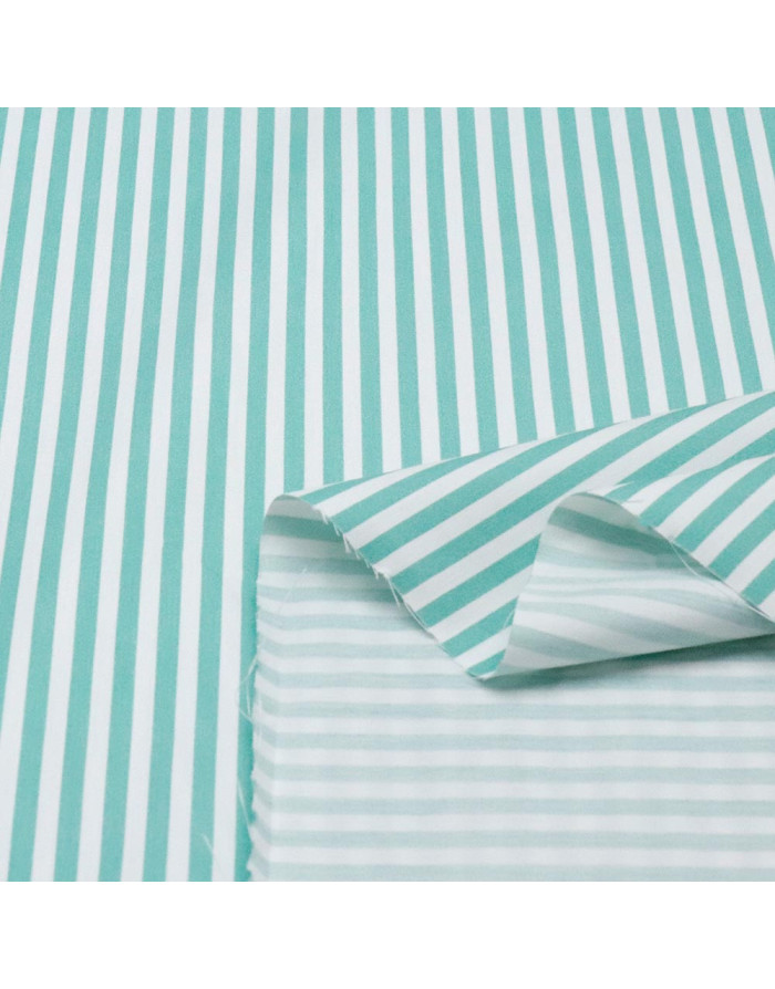 Popelín Rayas Verde Agua Fina