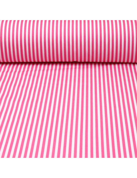 Popelín Rayas Rosa Fucsia Fina - Imagen 1