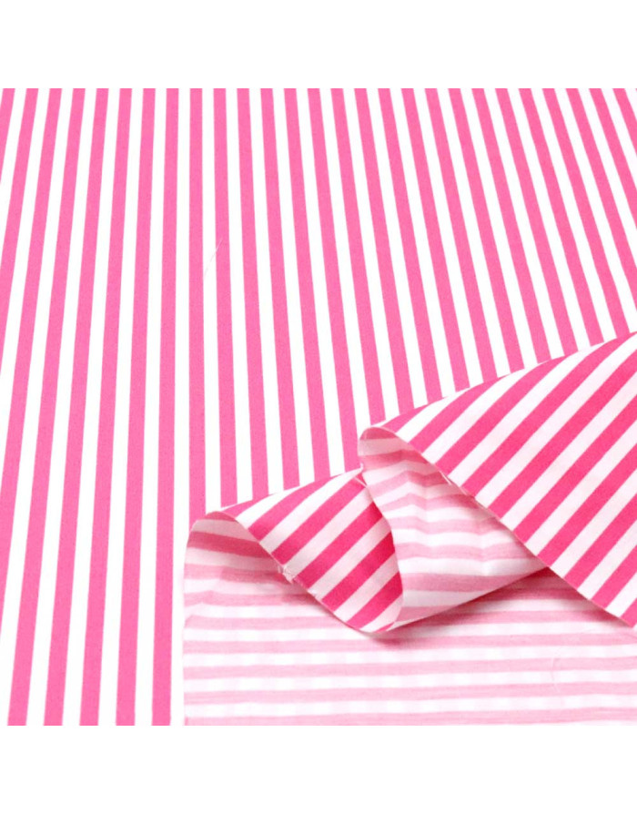 Popelín Rayas Rosa Fucsia Fina - Imagen 3