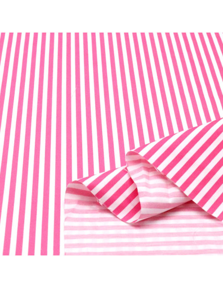 Popelín Rayas Rosa Fucsia Fina - Imagen 3