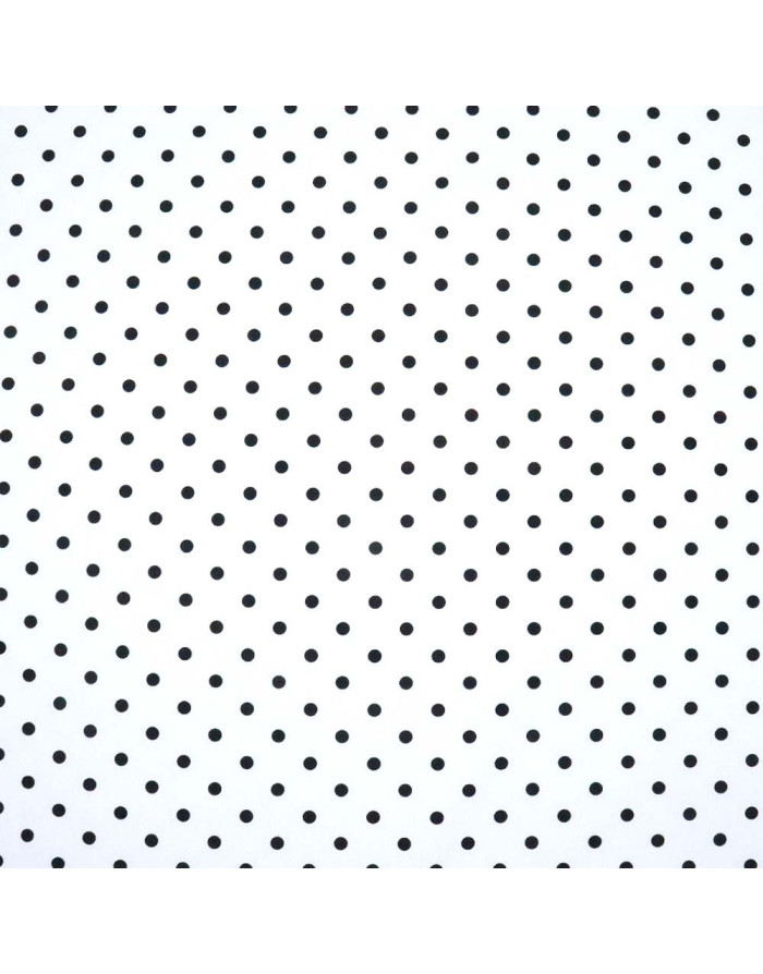 Popelin Blanco Lunar Negro Lenteja