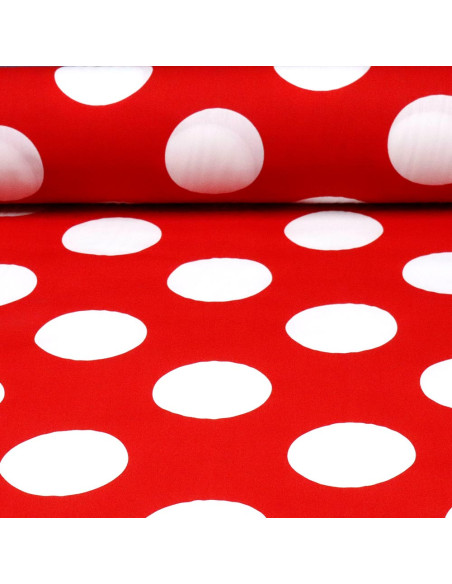 Popelín Rojo Galleta Blanca - Imagen 1