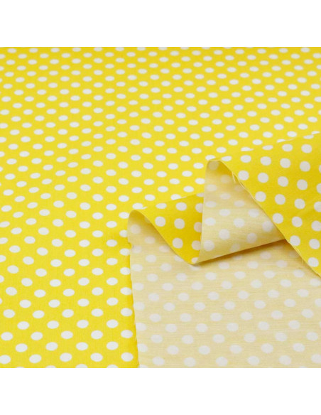 Popelín Amarillo Lunar Blanco Unión Popelín Amarillo Lunar Blanco Unión