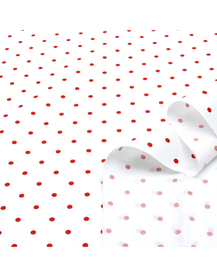 Popelín Blanco Lunar Rojo Little