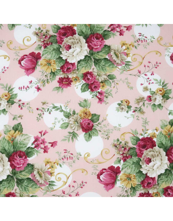 Popelin Rosa Nude Flor Cretona - Imagen 3