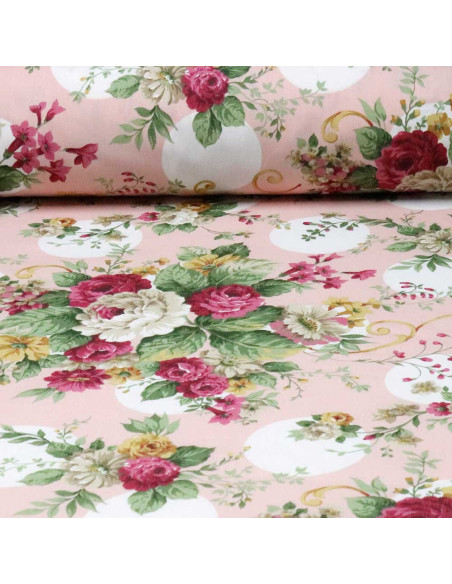 Popelin Rosa Nude Flor Cretona - Imagen 1