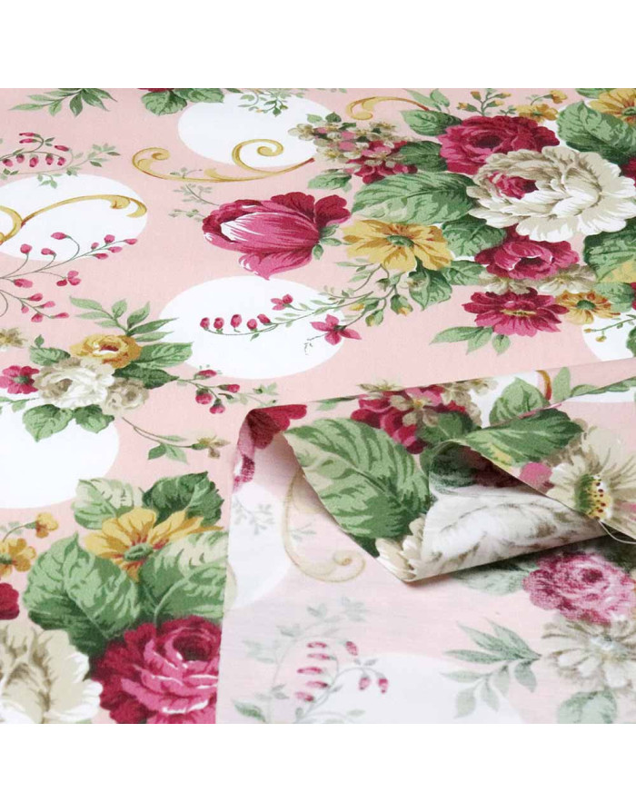 Popelin Rosa Nude Flor Cretona - Imagen 2