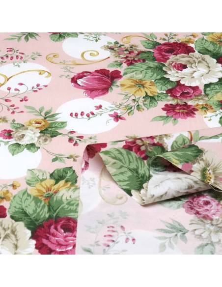 Popelin Rosa Nude Flor Cretona - Imagen 2