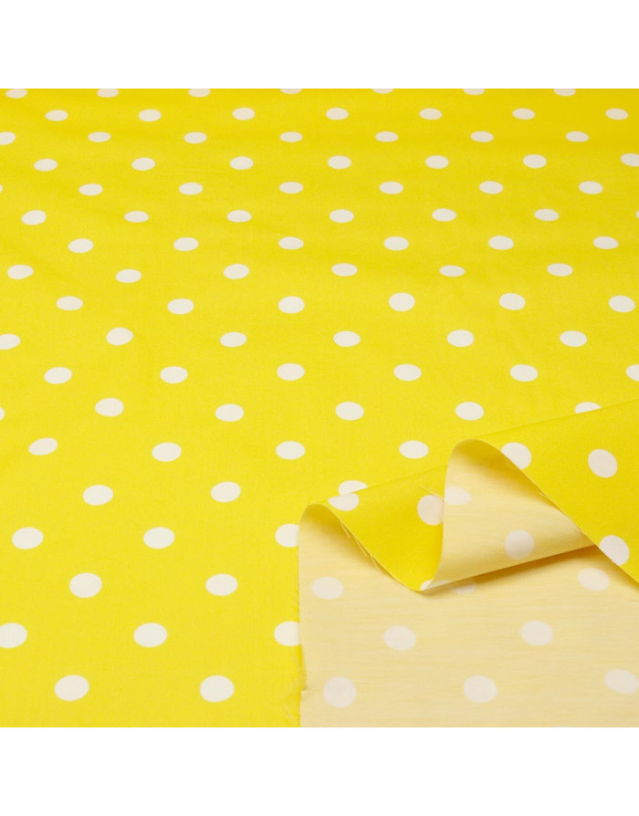 Popelín Amarillo Lunar Blanco Céntimo