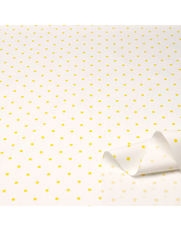 Popelín Blanco Lunar Amarillo Little - Imagen 2