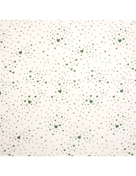 Muselina Corazones Verde Caqui - Imagen 3