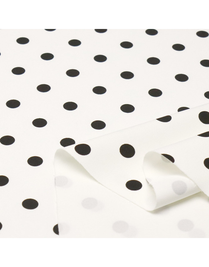 Crep Lycra Blanco Lunar Negro