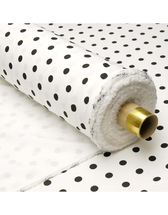 Crep Lycra Blanco Lunar Negro