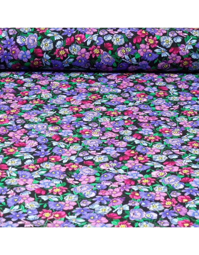 Viscosa Estampada Flores Malva - Imagen 1