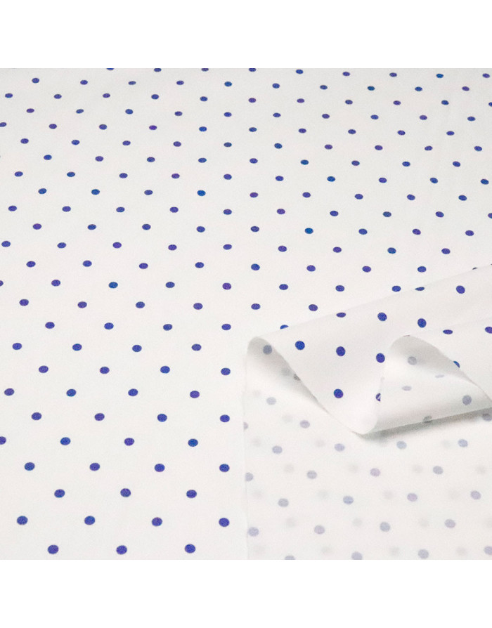 Popelín Blanco Lunar Azulino Little - Imagen 2