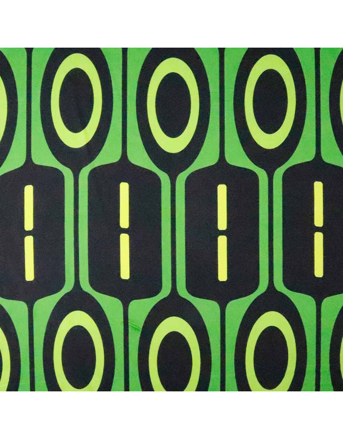Seda Raso Verde Negra Geométrica - Imagen 4