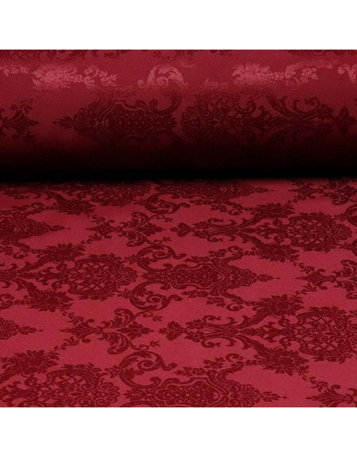 Damasco Burdeos Medallones - Telas de Damasco en Ofertas