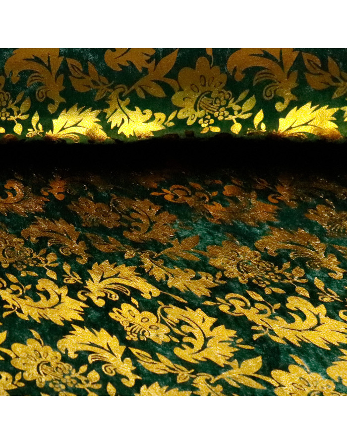 Terciopelo Verde Pan de Oro - Retales de Terciopelo - Tejidos - Imagen 1