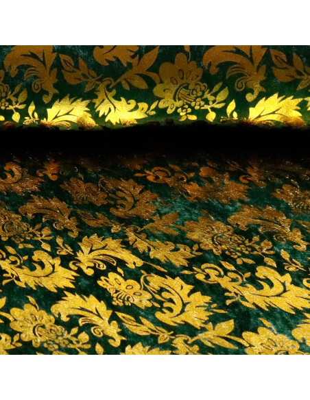 Terciopelo Verde Pan de Oro - Retales de Terciopelo - Tejidos - Imagen 1