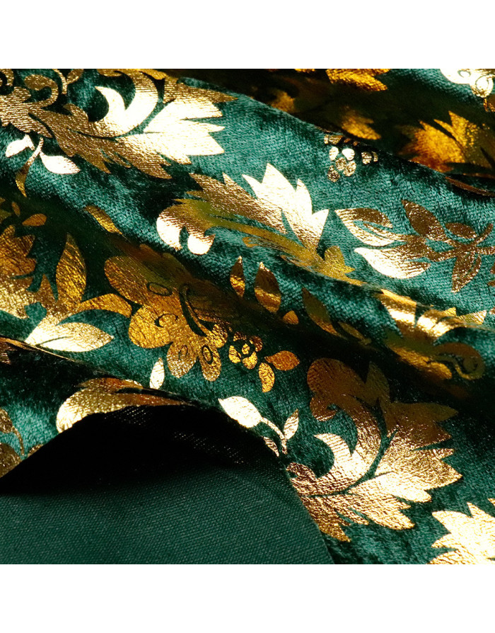 Terciopelo Verde Pan de Oro - Retales de Terciopelo - Tejidos - Imagen 2