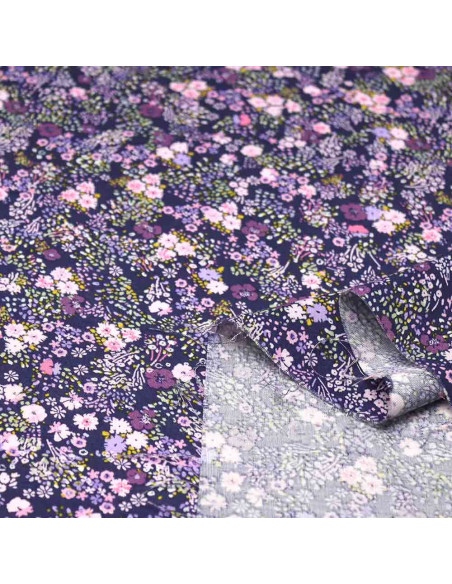 Tela Viscosa Morada Flores Blancas: Elegancia Floral y Estilo Tela Viscosa Morada Flores Blancas: Elegancia Floral y Estilo