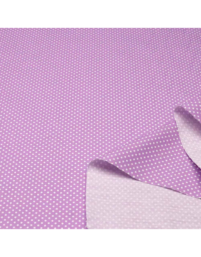 Tela Malva Para Flamenca - Popelin Malva Lunar Blanco Alfiler - Imagen 2